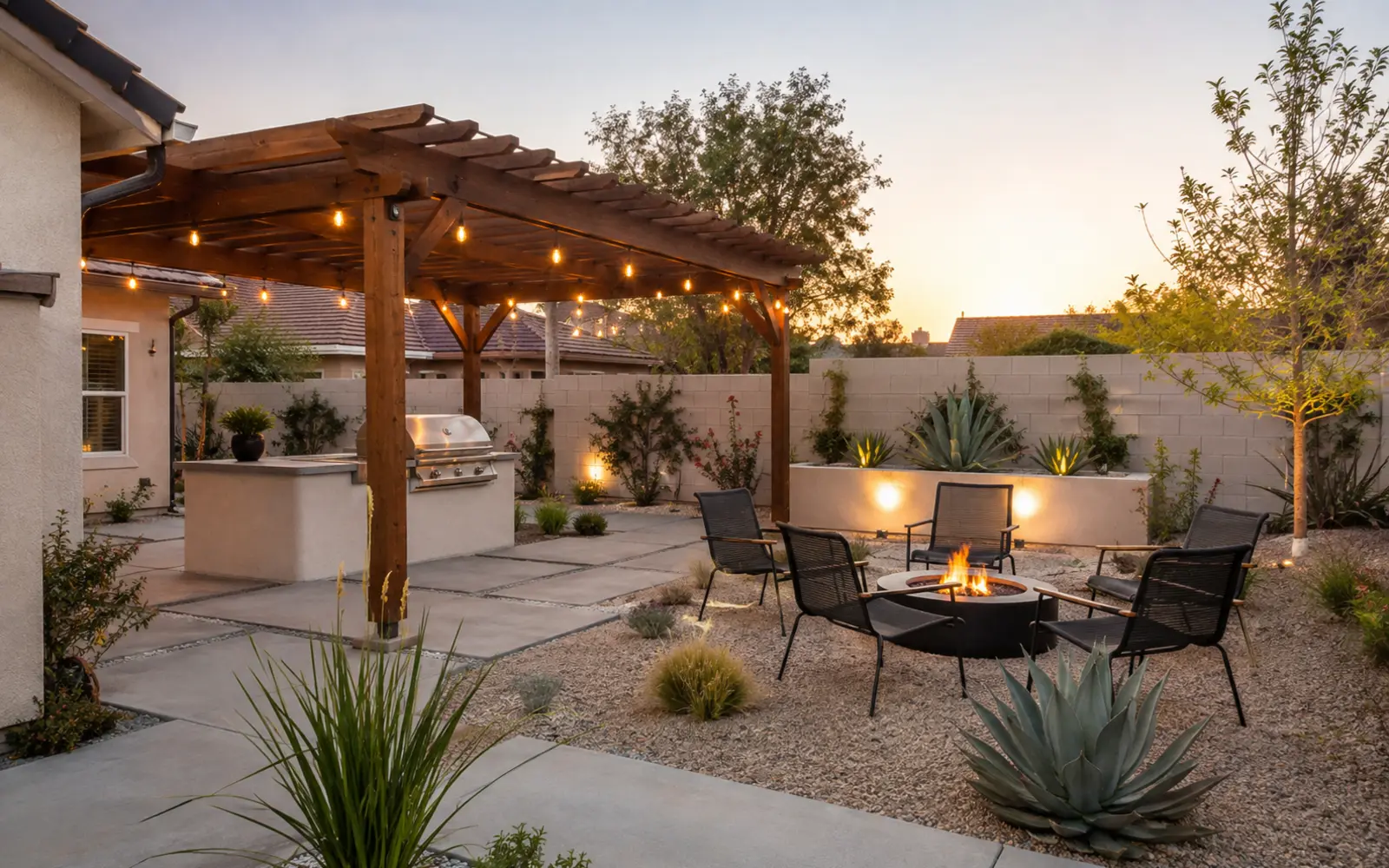Updated backyard patio and pergola